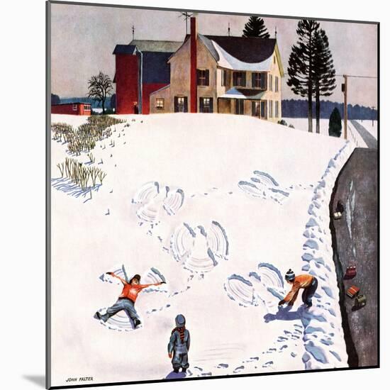 "Snow Angels", January 10, 1953-John Falter-Mounted Giclee Print