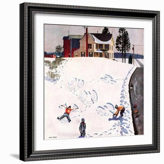 "Snow Angels", January 10, 1953-John Falter-Framed Giclee Print