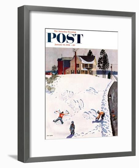 "Snow Angels" Saturday Evening Post Cover, January 10, 1953-John Falter-Framed Premium Giclee Print