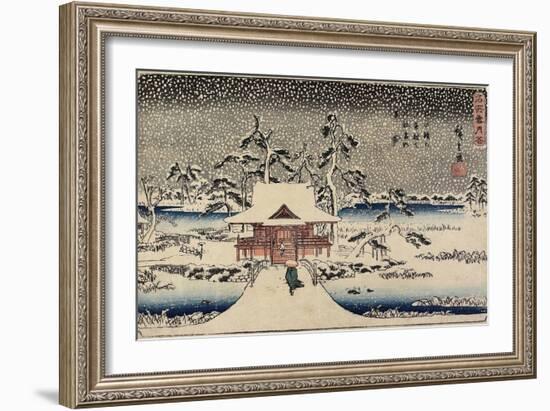 Snow at Benzaiten Shrine in the Pond of Inokashira, 1843-1847-Utagawa Hiroshige-Framed Giclee Print