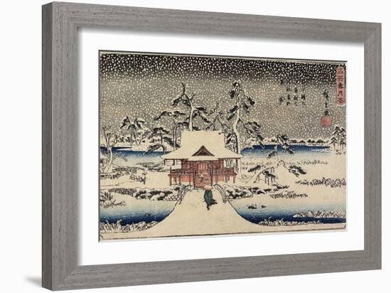 Snow at Benzaiten Shrine in the Pond of Inokashira, 1843-1847-Utagawa Hiroshige-Framed Giclee Print