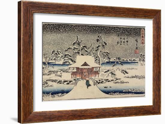 Snow at Benzaiten Shrine in the Pond of Inokashira, 1843-1847-Utagawa Hiroshige-Framed Giclee Print