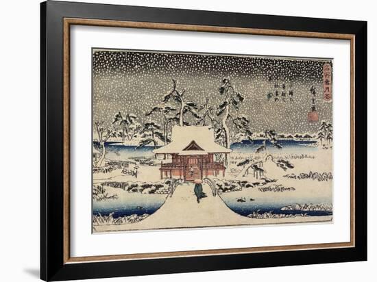 Snow at Benzaiten Shrine in the Pond of Inokashira, 1843-1847-Utagawa Hiroshige-Framed Giclee Print