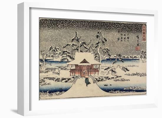 Snow at Benzaiten Shrine in the Pond of Inokashira, 1843-1847-Utagawa Hiroshige-Framed Giclee Print