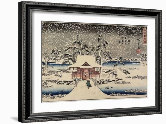 Snow at Benzaiten Shrine in the Pond of Inokashira, 1843-1847-Utagawa Hiroshige-Framed Giclee Print