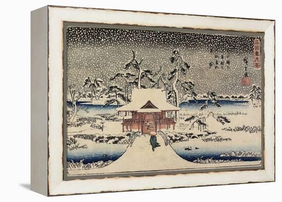 Snow at Benzaiten Shrine in the Pond of Inokashira, 1843-1847-Utagawa Hiroshige-Framed Premier Image Canvas