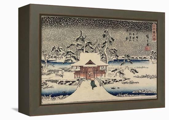 Snow at Benzaiten Shrine in the Pond of Inokashira, 1843-1847-Utagawa Hiroshige-Framed Premier Image Canvas