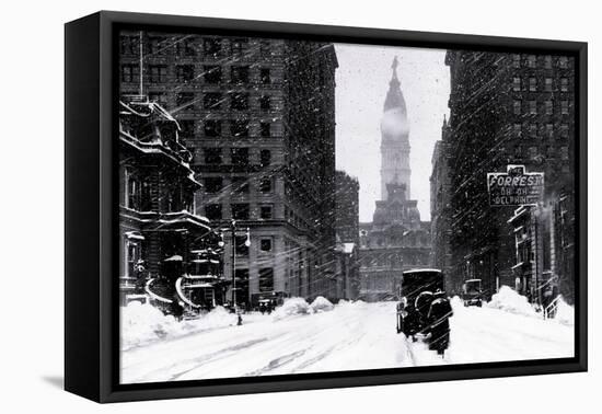 Snow at City Hall, Philadelphia, Pennsylvania-null-Framed Stretched Canvas