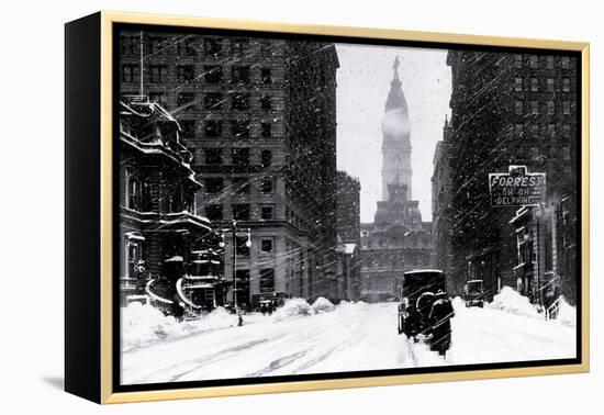 Snow at City Hall, Philadelphia, Pennsylvania-null-Framed Stretched Canvas