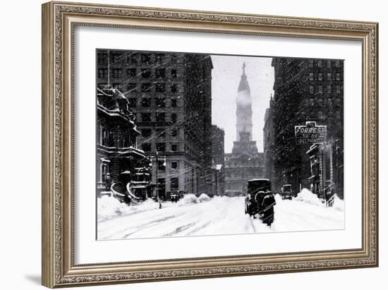 Snow at City Hall, Philadelphia, Pennsylvania-null-Framed Art Print