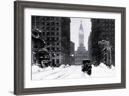 Snow at City Hall, Philadelphia, Pennsylvania-null-Framed Art Print