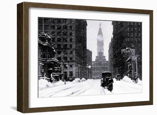 Snow at City Hall, Philadelphia, Pennsylvania-null-Framed Art Print