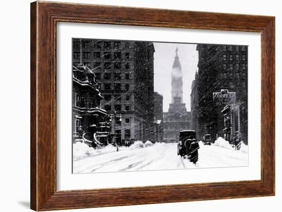 Snow at City Hall, Philadelphia, Pennsylvania-null-Framed Art Print