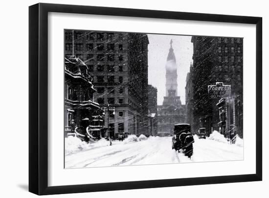 Snow at City Hall, Philadelphia, Pennsylvania-null-Framed Art Print