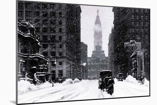 Snow at City Hall, Philadelphia, Pennsylvania-null-Mounted Art Print