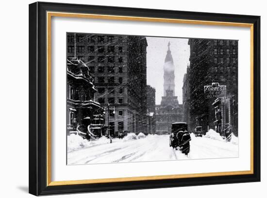 Snow at City Hall, Philadelphia, Pennsylvania-null-Framed Art Print