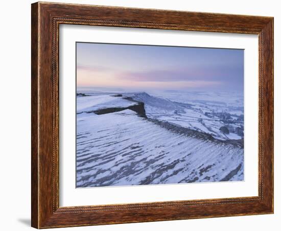 Snow at Dawn, Froggatt Edge, Peak District, Derbyshire, England, UK-Neale Clarke-Framed Photographic Print