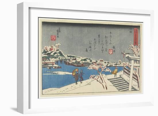 Snow at Matsuchi Hill, 1847-1852-Utagawa Kunisada-Framed Premium Giclee Print