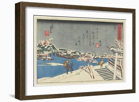 Snow at Matsuchi Hill, 1847-1852-Utagawa Kunisada-Framed Giclee Print