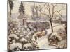 Snow at Montfoucault, 1891-Camille Pissarro-Mounted Giclee Print