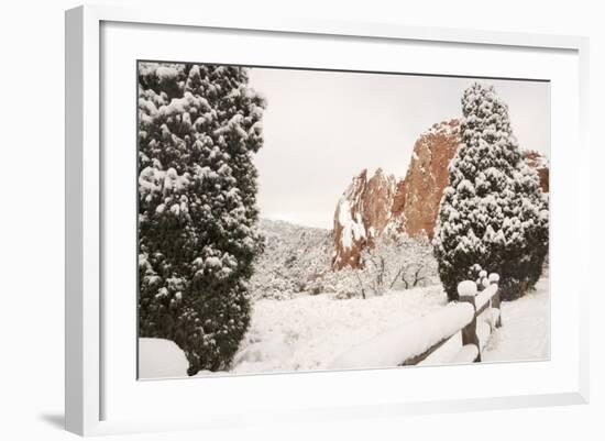 Snow at the Garden of the Gods-bcoulter-Framed Photographic Print