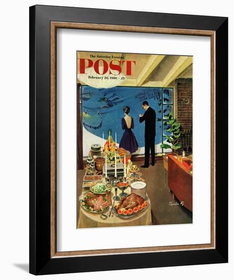 "Snow Buffet Party," Saturday Evening Post Cover, February 20, 1960-Thornton Utz-Framed Giclee Print