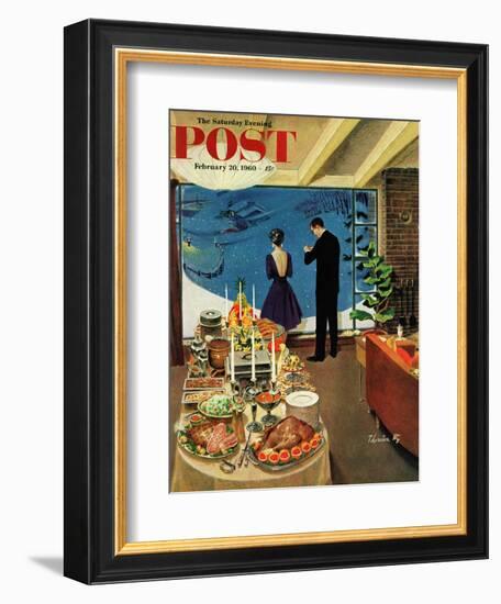 "Snow Buffet Party," Saturday Evening Post Cover, February 20, 1960-Thornton Utz-Framed Giclee Print