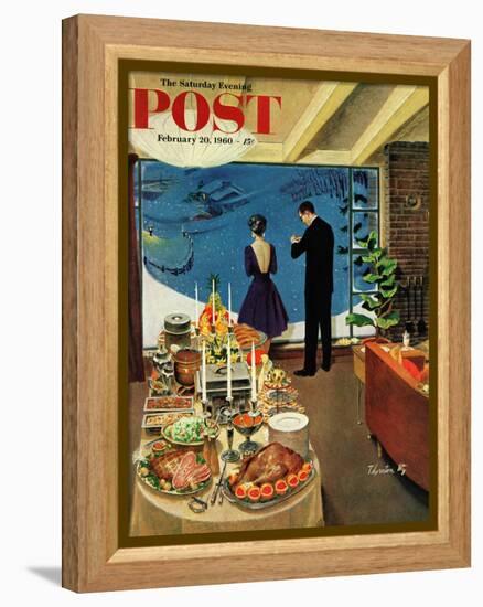 "Snow Buffet Party," Saturday Evening Post Cover, February 20, 1960-Thornton Utz-Framed Premier Image Canvas