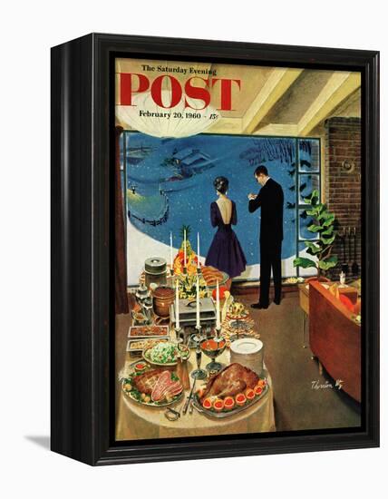 "Snow Buffet Party," Saturday Evening Post Cover, February 20, 1960-Thornton Utz-Framed Premier Image Canvas