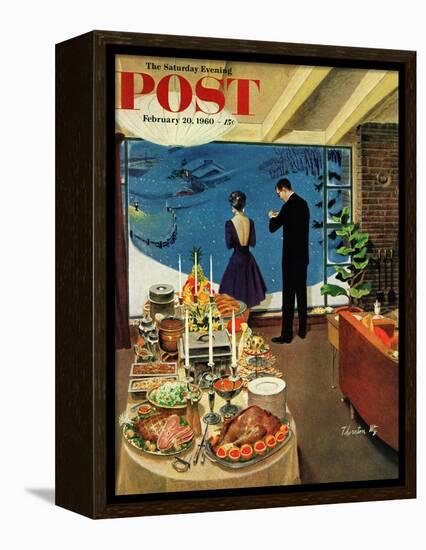 "Snow Buffet Party," Saturday Evening Post Cover, February 20, 1960-Thornton Utz-Framed Premier Image Canvas