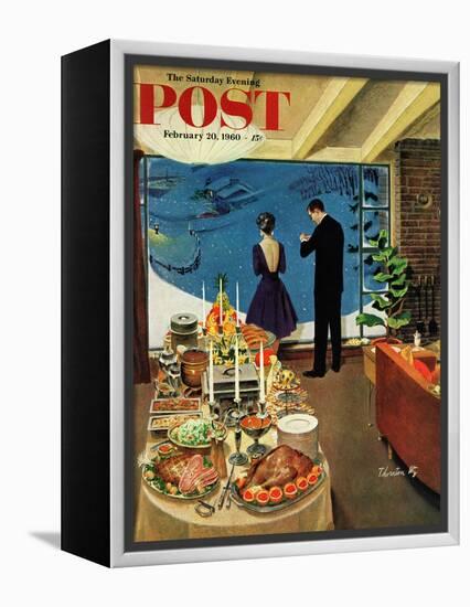 "Snow Buffet Party," Saturday Evening Post Cover, February 20, 1960-Thornton Utz-Framed Premier Image Canvas