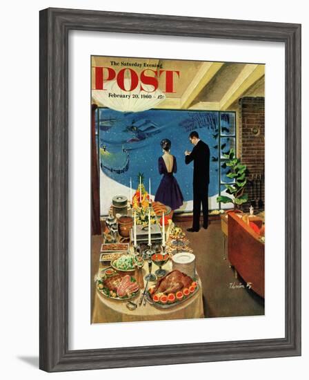 "Snow Buffet Party," Saturday Evening Post Cover, February 20, 1960-Thornton Utz-Framed Giclee Print