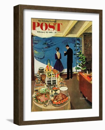 "Snow Buffet Party," Saturday Evening Post Cover, February 20, 1960-Thornton Utz-Framed Giclee Print