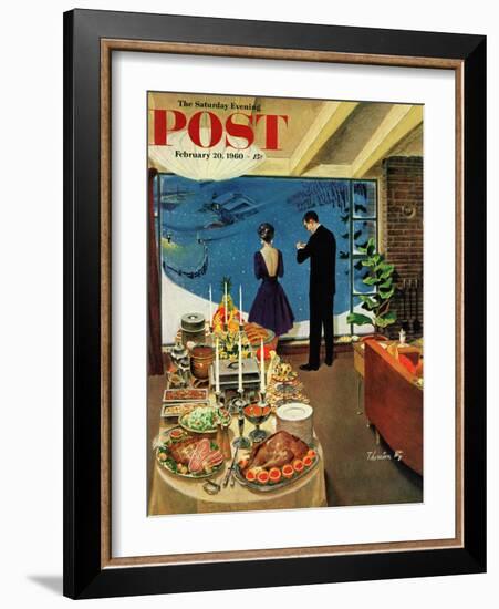 "Snow Buffet Party," Saturday Evening Post Cover, February 20, 1960-Thornton Utz-Framed Giclee Print