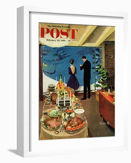 "Snow Buffet Party," Saturday Evening Post Cover, February 20, 1960-Thornton Utz-Framed Giclee Print