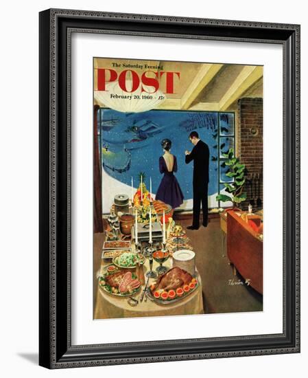 "Snow Buffet Party," Saturday Evening Post Cover, February 20, 1960-Thornton Utz-Framed Giclee Print