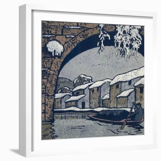 Snow by the Waterside Village-Wu Jide-Framed Premium Giclee Print