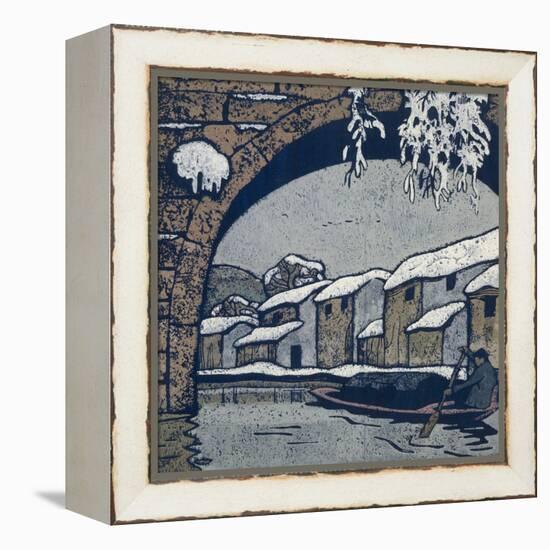 Snow by the Waterside Village-Wu Jide-Framed Stretched Canvas