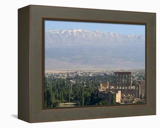 Snow Capped Mountains of the Anti-Lebanon Range Behind the Roman Archaeological Site, Lebanon-Christian Kober-Framed Premier Image Canvas