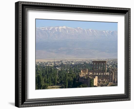 Snow Capped Mountains of the Anti-Lebanon Range Behind the Roman Archaeological Site, Lebanon-Christian Kober-Framed Photographic Print