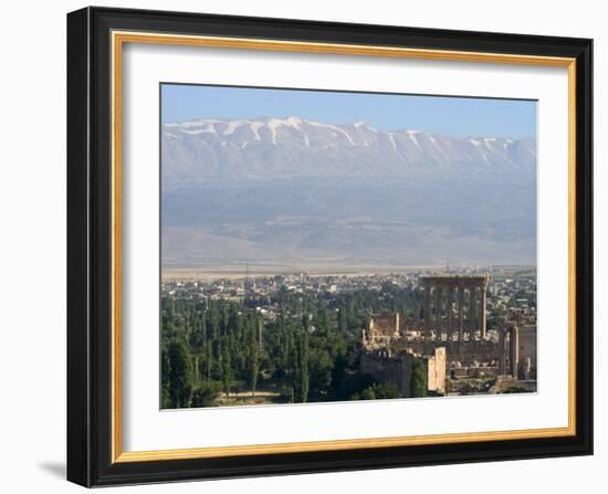 Snow Capped Mountains of the Anti-Lebanon Range Behind the Roman Archaeological Site, Lebanon-Christian Kober-Framed Photographic Print