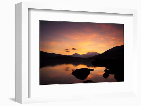 Snow-Capped Snowdon Mountain Range Viewed at Sunset over Llynnau Mymbyr-Ian Egner-Framed Photographic Print