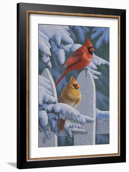 Snow Cardinals-Jeffrey Hoff-Framed Giclee Print