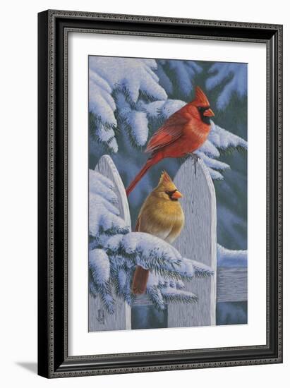 Snow Cardinals-Jeffrey Hoff-Framed Giclee Print