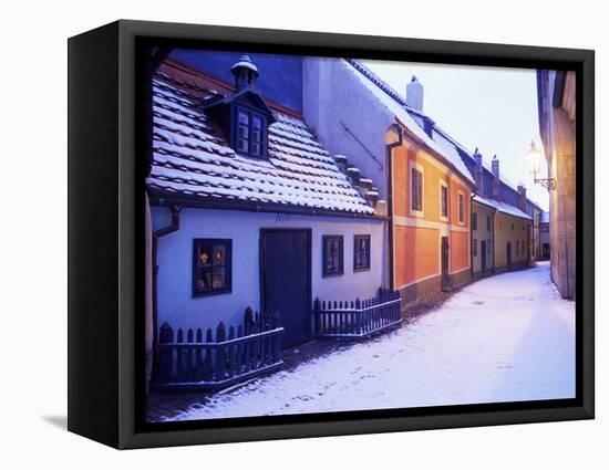 Snow Covered 16th Century Cottages of Golden Lane in Winter Twilight, Hradcany, Czech Republic-Richard Nebesky-Framed Premier Image Canvas