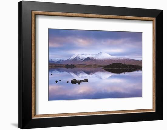 Snow Covered Black Mount Reflected in a Lochan, Rannoch Moor, Highland, Scotland. Winter (November)-Adam Burton-Framed Photographic Print