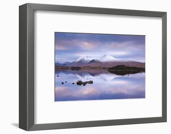 Snow Covered Black Mount Reflected in a Lochan, Rannoch Moor, Highland, Scotland. Winter (November)-Adam Burton-Framed Photographic Print