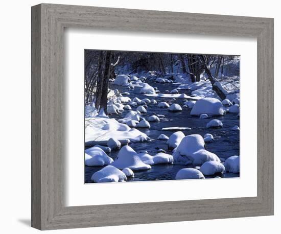 Snow covered boulders along the Hughes River, Shenandoah National Park, Virginia, USA-Charles Gurche-Framed Photographic Print