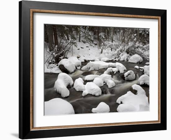 Snow-Covered Boulders and Flowing Creek, Glacier Creek, Rocky Mountain National Park, Colorado, USA-James Hager-Framed Photographic Print