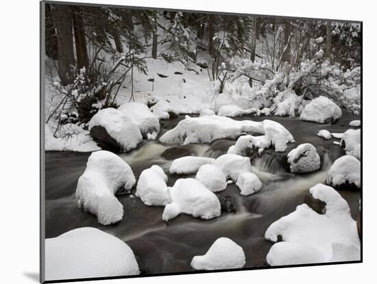 Snow-Covered Boulders and Flowing Creek, Glacier Creek, Rocky Mountain National Park, Colorado, USA-James Hager-Mounted Photographic Print